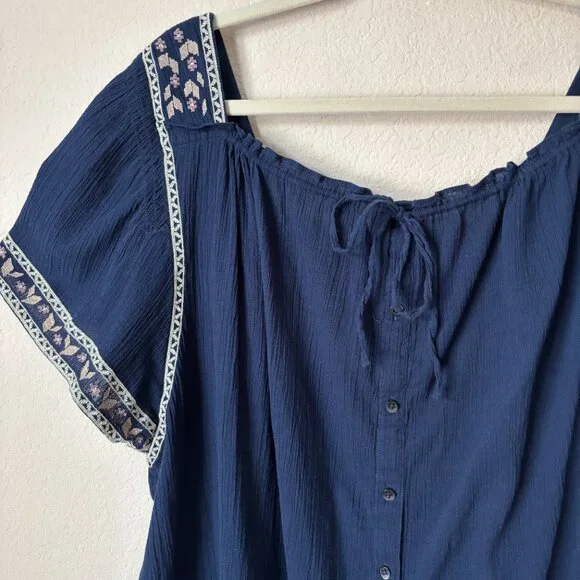 Madewell 1X Plus Boho Embroidered Square-Neck Top - Picture 14 of 16